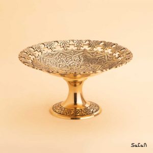 شیرینی خوری برنجی طلایی هندی پایه دار