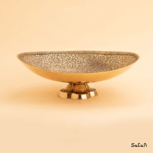 شیرینی خوری برنجی آنتیک طلایی پایه دار