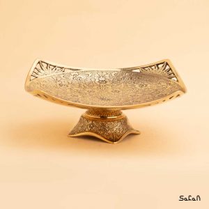 شیرینی خوری برنجی طلایی هندی پایه دار