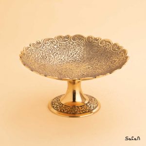 شیرینی خوری برنجی طلایی هندی پایه دار