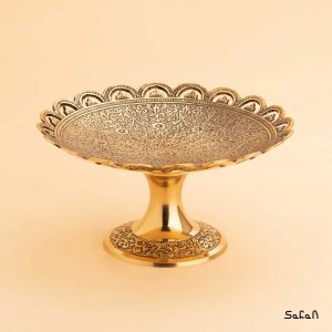 شیرینی خوری برنجی طلایی هندی پایه دار