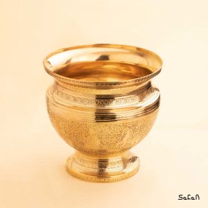 گلدان قلم زنی برنجی هندی طلایی