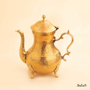 قوری قلم زنی برنجی طلایی هندی