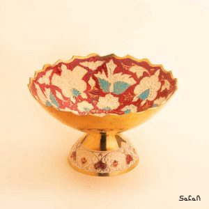 آجیل خوری پایه دار برنجی میناکاری هندی