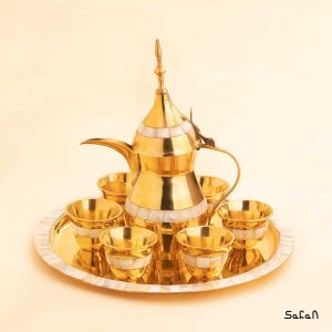 ست قهوه خوری برنجی صدفی طلایی هندی