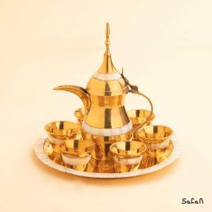 ست قهوه خوری برنجی صدفی طلایی هندی