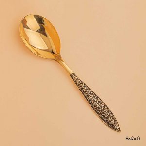 قاشق آجیل خوری برنجی طلایی هندی
