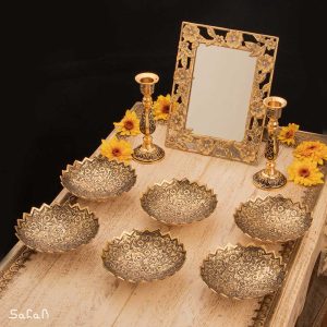 ست هفت سین برنجی هندی انتیک سیاه قلم