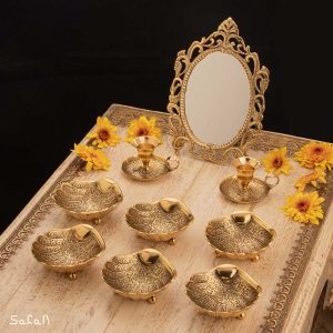 ست هفت سین برنجی هندی انتیک سیاه قلم