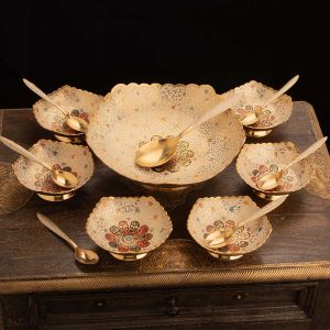 ست آجیل خوری برنجی میناکاری