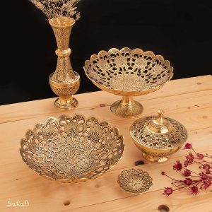 ست پذیرایی برنجی هندی انتیک سیاه قلم