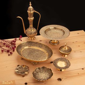 ست پذیرایی برنجی هندی انتیک سیاه قلم