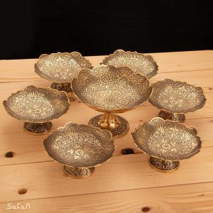 ست اجیل خوری برنجی هندی انتیک سیاه قلم