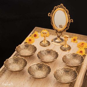 ست هفت سین برنجی هندی انتیک سیاه قلم