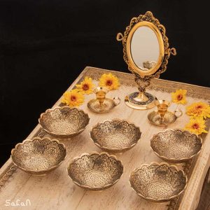 ست هفت سین برنجی هندی انتیک سیاه قلم