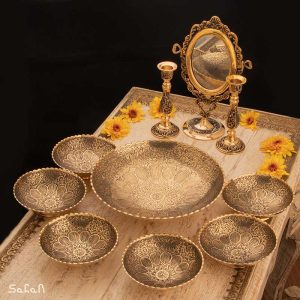 ست هفت سین برنجی هندی انتیک سیاه قلم