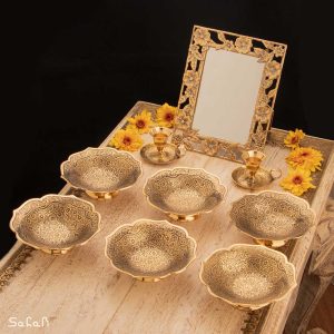 ست هفت سین برنجی هندی انتیک سیاه قلم