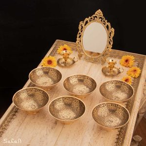 ست هفت سین برنجی هندی انتیک سیاه قلم