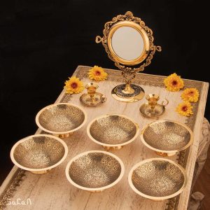ست هفت سین برنجی هندی انتیک سیاه قلم