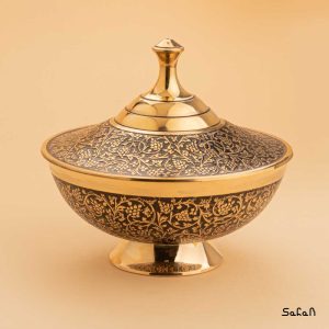 شکلات خوری برنجی هندی طلایی میناکاری