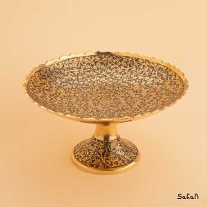 شیرینی خوری برنجی هندی طلایی انگوری میناکاری پایه دار