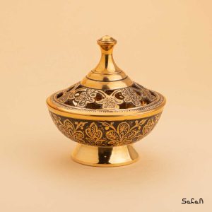 قندان برنجی هندی طلایی میناکاری تاج