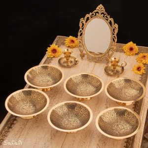ست هفت سین برنجی هندی انتیک سیاه قلم
