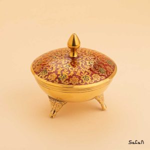 قندان برنجی هندی طلایی تاج میناکاری