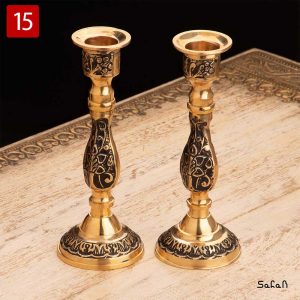 شمعدان هندی برنجی انتیک سیاه قلم