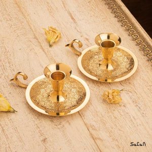 شمعدان انگشتی برنجی هندی طلایی