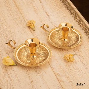 شمعدان انگشتی برنجی هندی طلایی