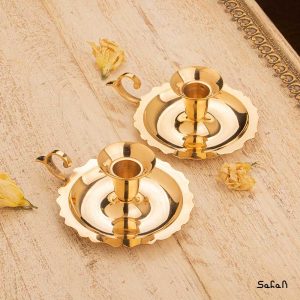 شمعدان انگشتی برنجی هندی طلایی