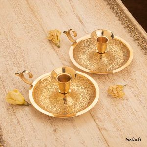 شمعدان انگشتی برنجی هندی طلایی