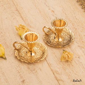 شمعدان انگشتی برنجی هندی طلایی