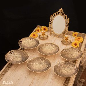 ست هفت سین برنجی هندی انتیک سیاه قلم