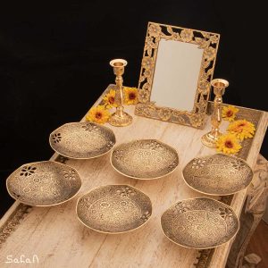 ست هفت سین برنجی هندی انتیک سیاه قلم