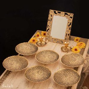 ست هفت سین برنجی هندی انتیک سیاه قلم
