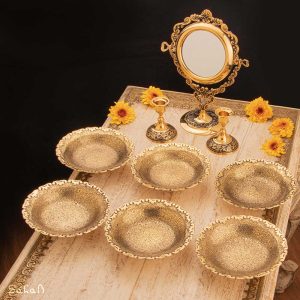 ست هفت سین برنجی هندی انتیک سیاه قلم