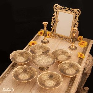 ست هفت سین برنجی هندی انتیک سیاه قلم