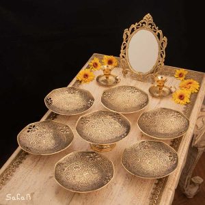 ست هفت سین برنجی هندی انتیک سیاه قلم