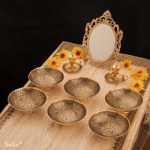 ست هفت سین برنجی هندی انتیک سیاه قلم
