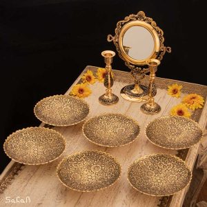 ست هفت سین برنجی هندی انتیک سیاه قلم
