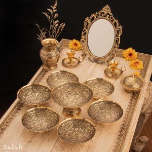 ست هفت سین برنجی هندی انتیک سیاه قلم