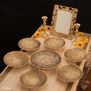 ست هفت سین برنجی هندی انتیک سیاه قلم