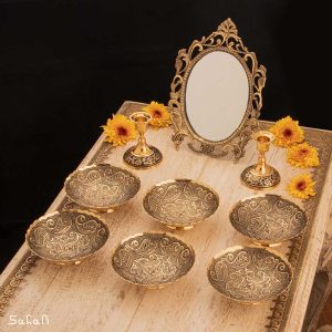 ست هفت سین برنجی هندی انتیک سیاه قلم
