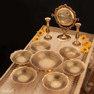 ست هفت سین برنجی هندی انتیک سیاه قلم