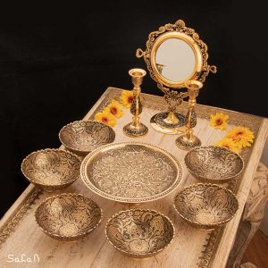 ست هفت سین برنجی هندی انتیک سیاه قلم