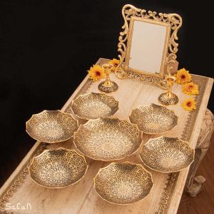 ست هفت سین برنجی هندی انتیک سیاه قلم