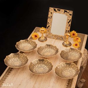 ست هفت سین برنجی هندی انتیک سیاه قلم