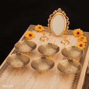 ست هفت سین برنجی هندی انتیک سیاه قلم